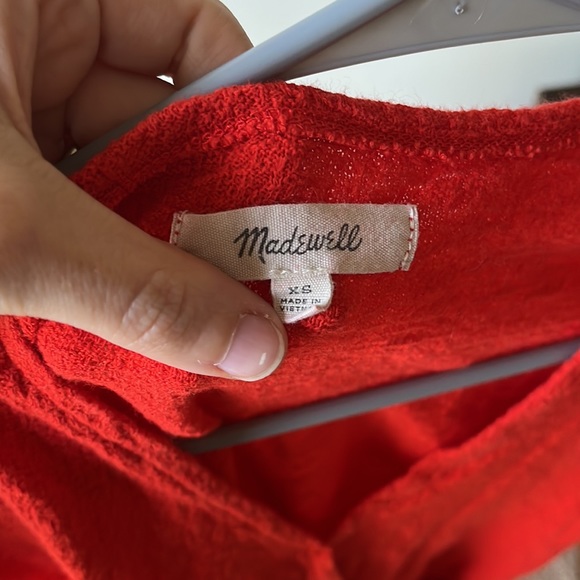SOLD ON CROSSPOST Madewell 100% cotton bright red faux wrap blouse - Picture 7 of 8